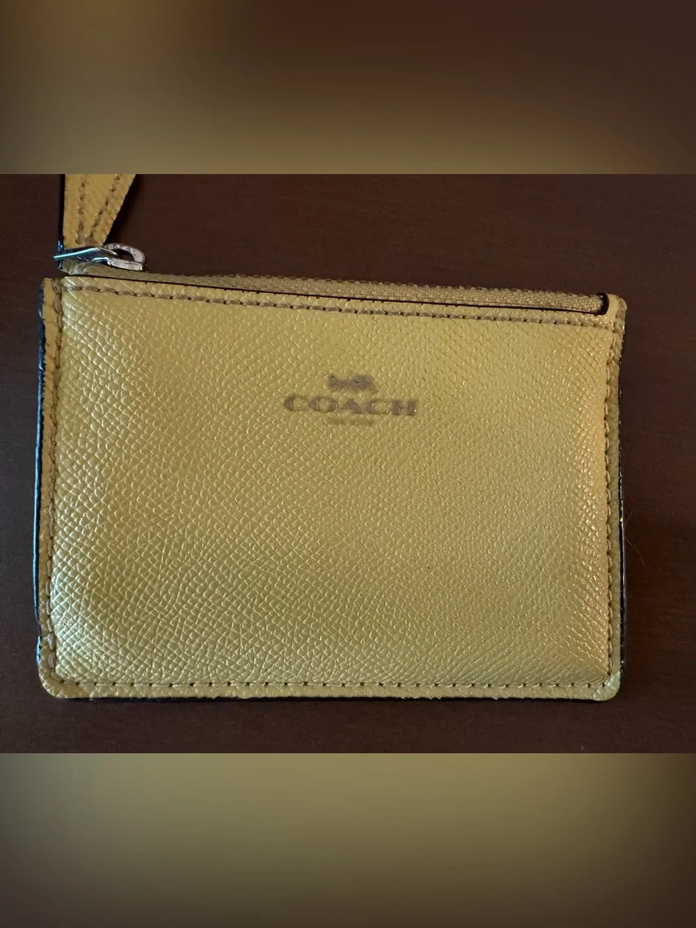 Coach Yellow Leather Zip Card Case
